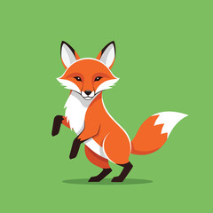 Cute cartoon fox standing on hind legs with playful expression.