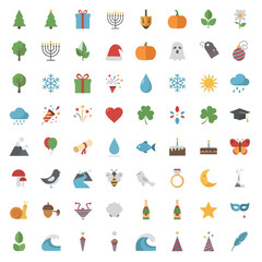 Collection of Diverse Holiday and Seasonal Icons Representing Various Celebrations and Times of Year.