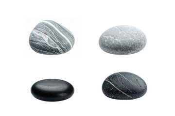 collection of Rock boulder on white background.