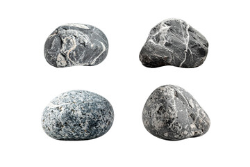 collection of Rock boulder on white background.