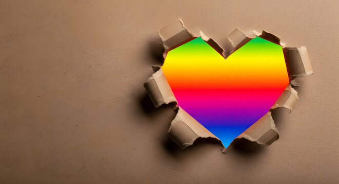 Craft Paper as Rainbow Heart Shape Color