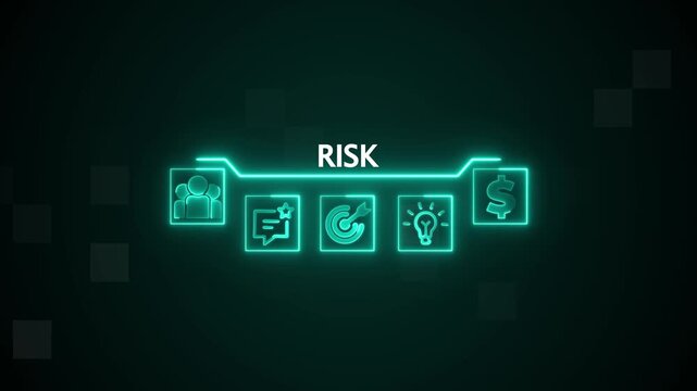 Risk Management Strategy Financial Planning Business Intelligence Decision Making Analysis. virtual network connecting service with graphical icons in various, diverse, and industry.