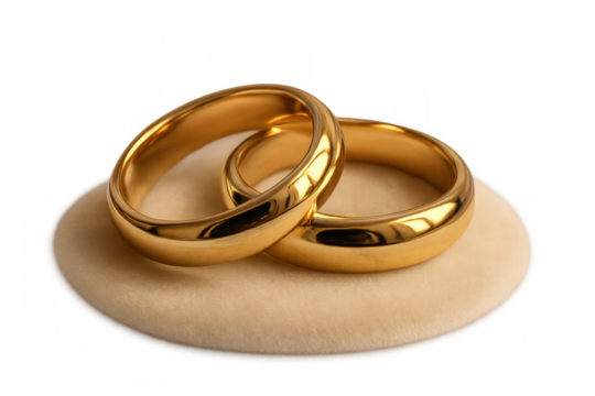 Golden wedding rings representing marriage, love, and commitment, an engagement jewel with transparent background