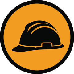 Construction hard hat safety sign icon vector - worker protection helmet symbol