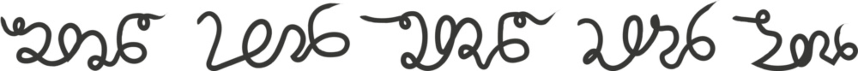Text 2026 handwritten set continuous one line art vector file. 