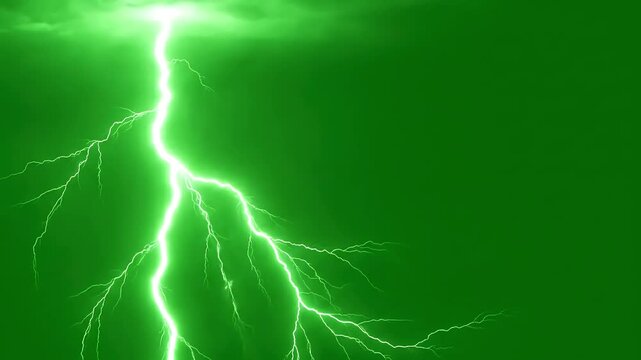Green Screen thunder lightning bolt with background scene 2 distortion, overlay, glitch, static noise, scan lines on black background, 4k animated video loop