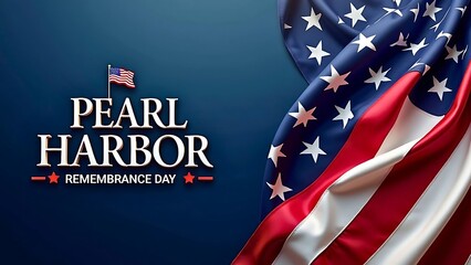 Patriotic graphic commemorating Harbor Remembrance Day with a waving American flag.