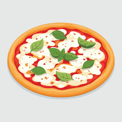 Delicious Margherita Pizza with Fresh Basil Leaves and Mozzarella Cheese.