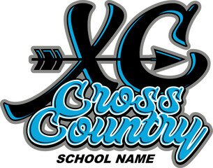 cross country team design with arrow for school, college or league sports