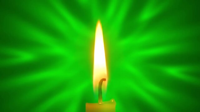 Green Screen candle flame motion graphics with background scene 2 distortion, overlay, glitch, static noise, scan lines on black background, 4k animated video loop