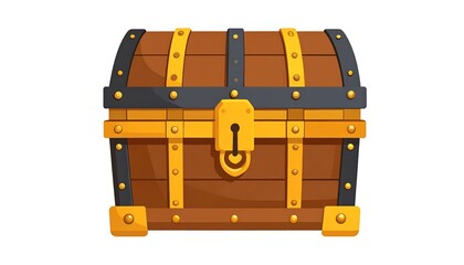 A Cartoon Illustration of a Treasure Chest with Gold and Black Accents