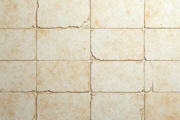 Naklejka premium Cream-colored tiles with distressed edges, showing signs of age and wear, create a rustic and textured background ideal for design projects needing a vintage or antique aesthetic.