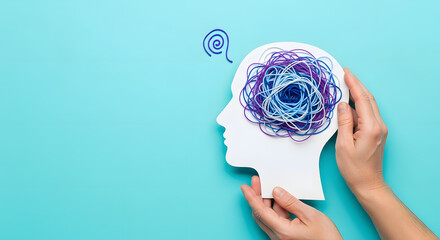 Hands holding human head, attention deficit hyperactivity disorder, ADHD symptom, mental health, confused mind