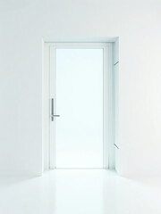 Minimalist white glass door in modern bright interior
