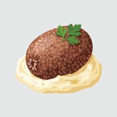 Haggis on Mashed Potatoes with Parsley Garnish Scottish Cuisine.