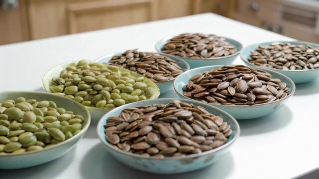 Bowl Nut Snack Show Bowl Pumpkin Seeds and Green Beans