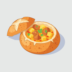 Hearty Bread Bowl Stew A Culinary Delight.