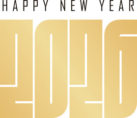 Golden happy new year 2026 text graphic with modern font