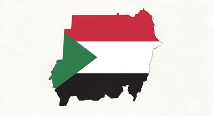map of sudan with national flag colors, country shape silhouette design on white background.