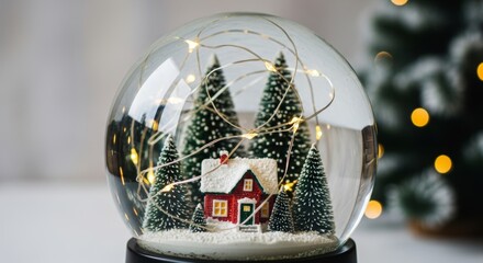 Enchanting Miniature Winter Wonderland within a Glass Sphere Decoration