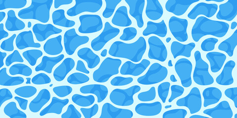 Blue ocean wave. Rippled water surface with sunlight reflecting. Top view. Beach, Ocean clean and deep water. Vector illustration