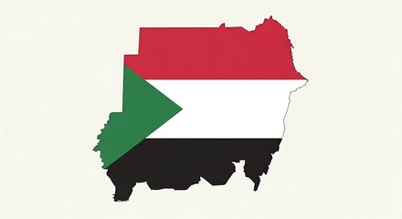 map of sudan with national flag colors, country shape silhouette design on white background.