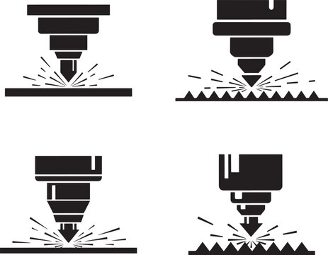 Industrial laser cutting machine head silhouette