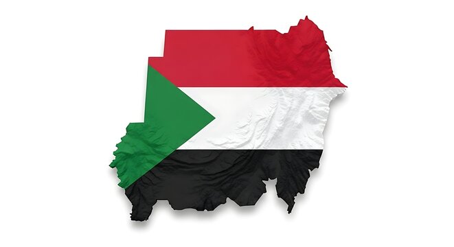 map of sudan with national flag colors, country shape silhouette design on white background.