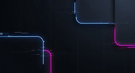 Digital neon lines abstract background with futuristic glitch