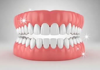 Obraz premium Sparkling clean white teeth in a dental model