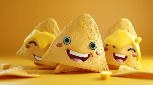 3d cute nachos character tortilla chips Videos