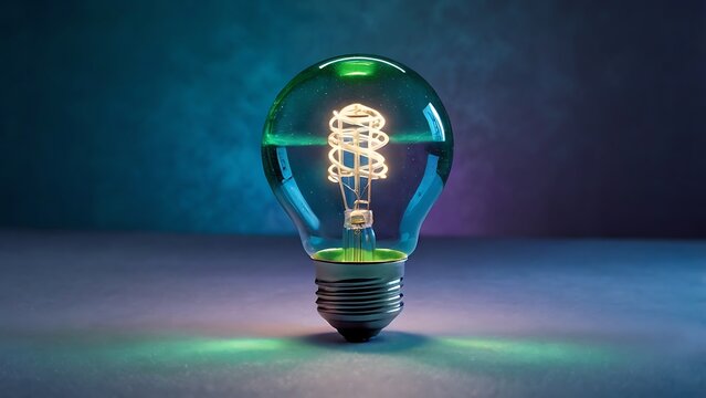 Illuminated light bulb with glowing filament on a dark background, symbolizing innovation and creative ideas