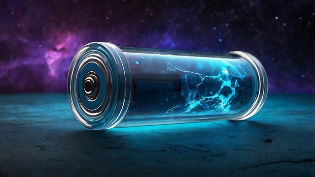 Futuristic battery concept with glowing energy inside, showcasing innovation and technological advancement - Powered by Adobe