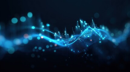 Abstract digital wave design with glowing particles, representing data flow and modern technology concepts.