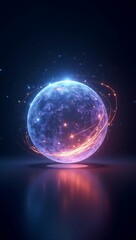 Fototapeta premium 3D visualization of glowing particles forming a vortex tunnel, symbolizing data travel, time warp, and futuristic technology.