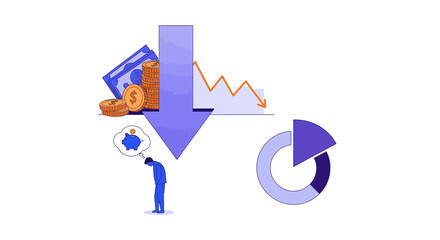 Conceptual illustration depicting financial downturn and economic hardship