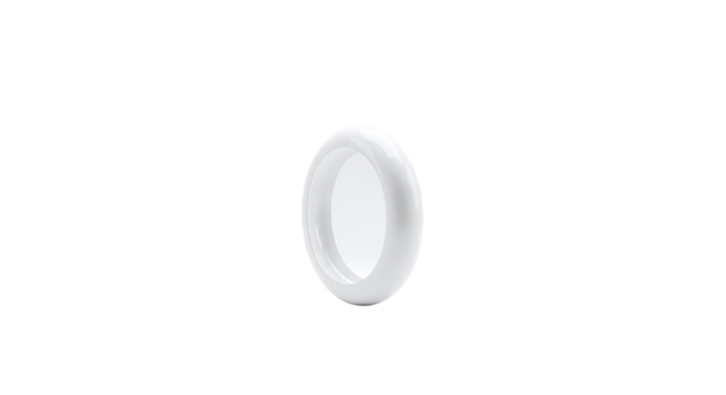 Closeup of a white ring isolated on transparent background, showcasing its smooth surface and highlighting its potential use in various applications