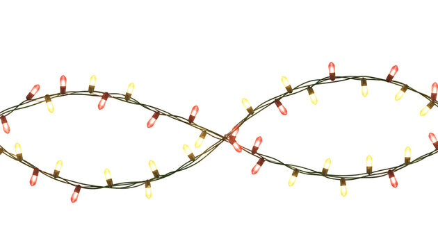 Infinity symbol made from colorful christmas lights on a background