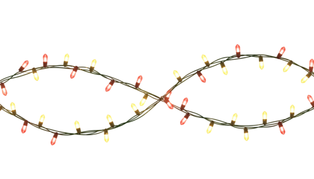 Infinity symbol made from colorful christmas lights on a  background