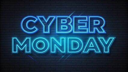 Cyber monday neon sign on brick wall