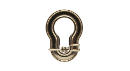 Closeup of a shiny metal quick link isolated on transparent background, showcasing its design and functionality for various connection applications
