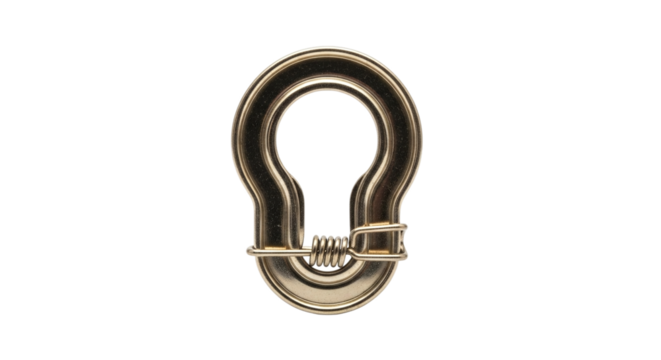 Closeup of a shiny metal quick link isolated on transparent background, showcasing its design and functionality for various connection applications