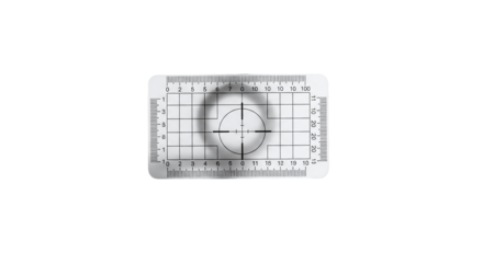 Macro shot of a calibration card isolated on transparent background, highlighting its intricate patterns and precise measurements for accurate photography