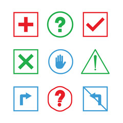 Checkmark road hand samble diverse set of communication and alert icons