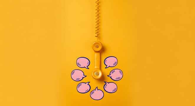 Speech bubbles around phone , Talk, Communication, Conversation