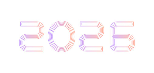 Stylized number 2026 with overlapping lines. Template for the new year 2026.
