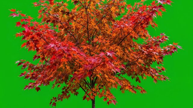Green Screen Elements with high quality 10bit footage of autumn tree on the wind isolated white background made from 14bit raw distortion, overlay, glitch, static noise, scan lines black background