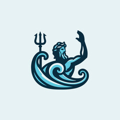 Poseidon God Trident Logo