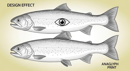 An Artistic Interpretation of Salmon with a Mystical Eye Design