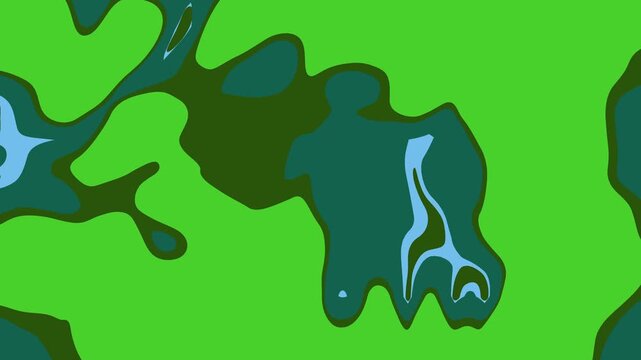 An abstract topographic map background featuring gradient color zones in shades of green and blue. The stylized elevation contours suggest terrain variations such as hills, valleys, and water bodies, 